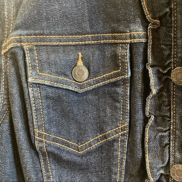 TALBOTS Sz XLP Denim Jean Jacket  With Front Pockets & Button Line Rufflels - Picture 5 of 13
